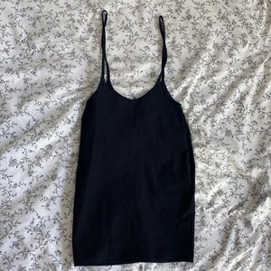 Black suspender mini dress